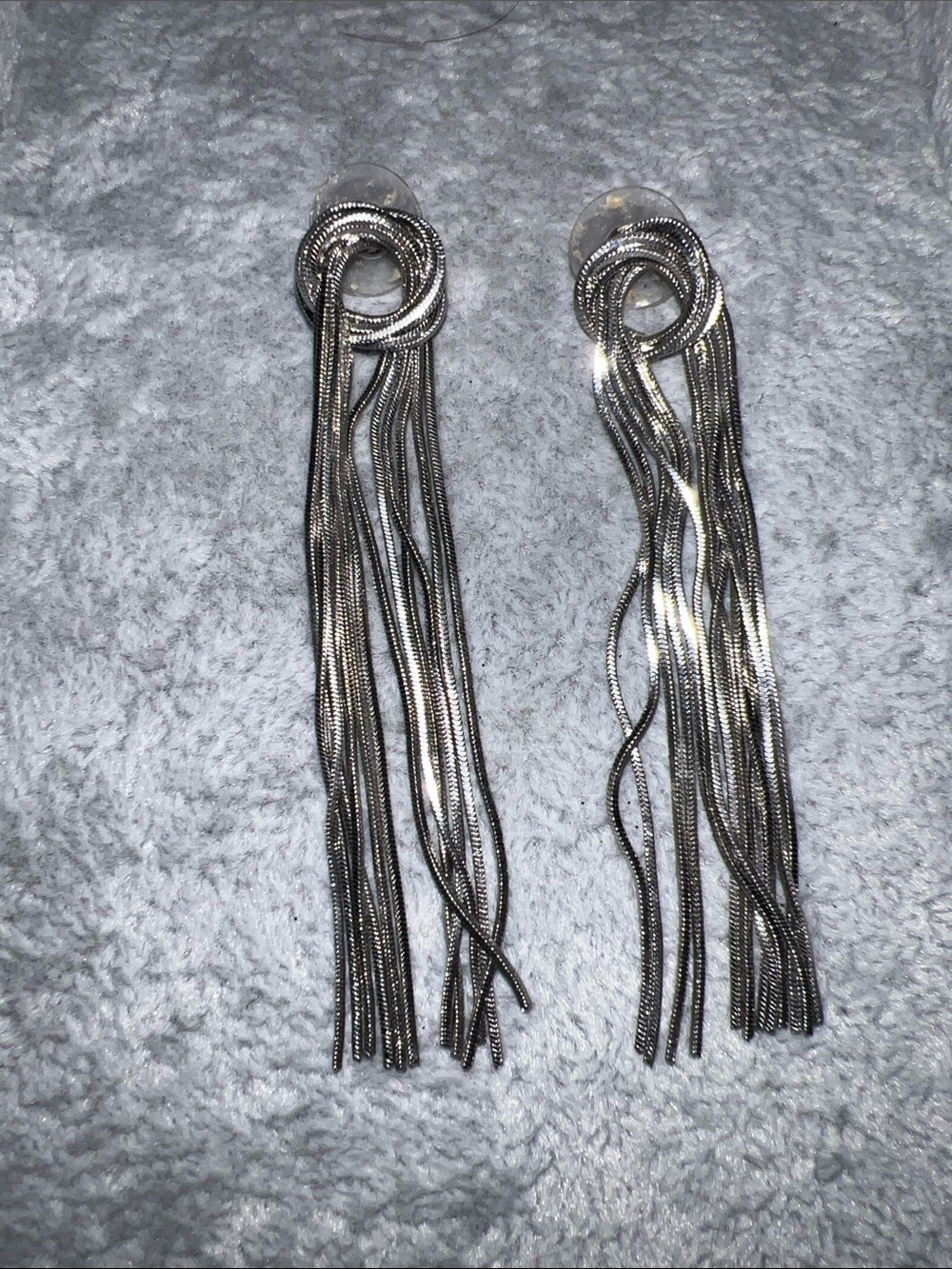 Silver Multi-Chain Fringe Drop Earrings